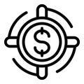 Target dollar trade icon outline vector. Training digital