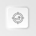 Target, duck, shooting neumorphic style vector icon. Neumorphism style. Target duck shooting neumorphic style vector