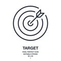 Target editable stroke outline icon isolated on white background vector illustration. Pixel perfect. 64 x 64 Royalty Free Stock Photo