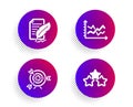 Target, Feather signature and Diagram chart icons set. Ranking stars sign. Vector