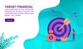 Target financial illustration concept with character. Template for, banner, presentation, social media, poster, advertising,