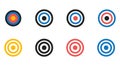 Target flat colored set, vector aim accuracy colllection