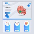 Target flat landing page website template. Psychology, skill, mindpower. Web banner with header, content and footer Royalty Free Stock Photo