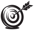 A target from the game dart with an arrow in the center. Vector monochrome illustration. Elements for design