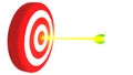 Target and a glowing golden arrows on white background, 3D illustration Royalty Free Stock Photo