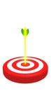 Target and a glowing golden arrows on white background, 3D illustration Royalty Free Stock Photo