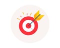 Target goal icon. Marketing targeting strategy symbol. Aim target with arrow sign. Vector