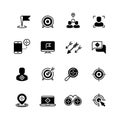 Target and goal icons. Targeting strategy and business objectives vector symbols