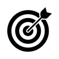 Target Goal Solid Icon with Arrow Center Royalty Free Stock Photo