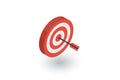 Target, goal, success marketing concept, arrow center isometric flat icon. 3d vector