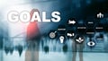 Target Goals Expectations Achievement Graphic Concept. Business development to success and growing growth. Royalty Free Stock Photo