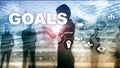 Target Goals Expectations Achievement Graphic Concept. Business development to success and growing Royalty Free Stock Photo