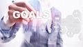 Target Goals Expectations Achievement Graphic Concept. Business development to success and growing growth Royalty Free Stock Photo