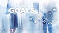 Target Goals Expectations Achievement Graphic Concept. Business development to success and growing growth Royalty Free Stock Photo