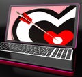 Target Heart On Laptop Shows Affection