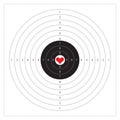 Target heart love vector with numbers for shooting range. A round target with a marked bull`s-eye for shooting practice on the