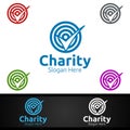 Target Helping Hand Charity Foundation Creative Logo for Voluntary Church or Charity Donation