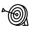 Target hit icon outline vector. Dart arrow