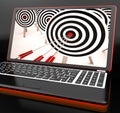 Target Hit On Laptop Showing Perfect Shot Royalty Free Stock Photo