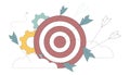 Target hit. Many arrows hit and missed the target. Many attempts to hit the target. Success and Failure. Business call Royalty Free Stock Photo