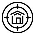 Target house icon, outline style