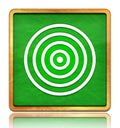 Target icon chalk board green square button slate texture wooden frame concept  on white background with shadow reflection Royalty Free Stock Photo