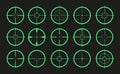 Target icon. Crosshair and aim of sniper. Sight for gun, rifle for military. Logo of periscope in army. Shot from weapon in