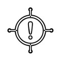 Target icon with exclamation mark for warning alert danger and threat detection line art Royalty Free Stock Photo