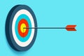 Target icon in flat style on color background. Bullseye business concept. Arrow in the center aim, fragment Royalty Free Stock Photo