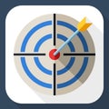 Target icon in flat style with dart and long shadow Royalty Free Stock Photo