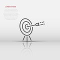 Target icon in flat style. Darts game vector illustration on white isolated background. Aim arrow business concept Royalty Free Stock Photo