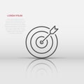 Target icon in flat style. Darts game vector illustration on white isolated background. Aim arrow business concept Royalty Free Stock Photo