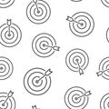 Target icon in flat style. Darts game vector illustration on white isolated background. Aim arrow seamless pattern business Royalty Free Stock Photo