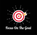 Target Icon. Goal with arrow. Focus on the goal lettering. Vector illustration.