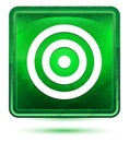 Target icon neon light green square button Royalty Free Stock Photo