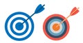 Target Icon set. Target bullseye line icon. Target board with arrows. Archery sport game Arrow hitting target. Goal achieve and Royalty Free Stock Photo