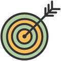 Target icon vector with arrow in dartboard center