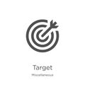 target icon vector from miscellaneous collection. Thin line target outline icon vector illustration. Outline, thin line target