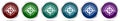 Target icons, set of silver metallic glossy web buttons in 6 color options isolated on white background
