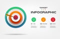 Target infographics step by step. Element of chart, graph, diagram with 3 options - parts, processes, timeline. Vector