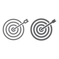 Target line and glyph icon, business and dartboard, success sign, vector graphics, a linear pattern on a white Royalty Free Stock Photo