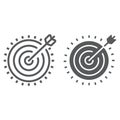 Target line and glyph icon, development Royalty Free Stock Photo