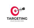 Target logo design. Dartboard and dart vector design