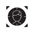 Target person black vector concept icon. Target person flat illustration, sign