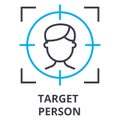 Target person thin line icon, sign, symbol, illustation, linear concept, vector