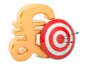 Target with pound sterling symbol, Successful business concept, 3D rendering Royalty Free Stock Photo