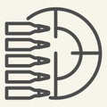 Target practice line icon. Aim and bullets vector illustration isolated on white. Shot outline style design, designed