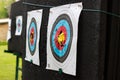 The target for practicing archery outdoors Royalty Free Stock Photo