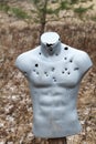 Target practicing with gun In the shooting range. Target for shooting. Outdoor. Royalty Free Stock Photo