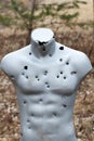 Target practicing with gun In the shooting range. Target for shooting. Outdoor. Royalty Free Stock Photo